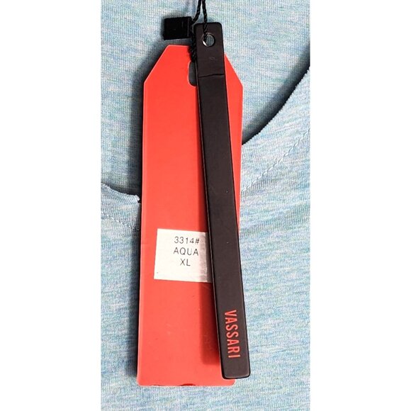 Vassari Los Angeles V-Neck XL Slim Fit Short Sleeve Teal Cut Hem, Cuff Shirt - Picture 9 of 16